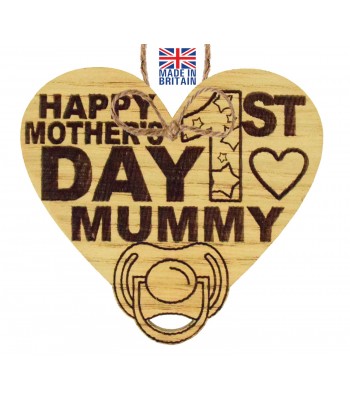 Laser Cut Oak Veneer 'Happy 1st Mothers Day Mummy' Engraved Mini Plaque