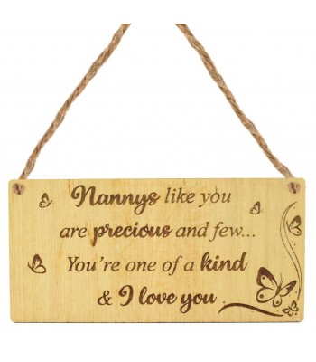 Laser Cut Oak Veneer 'Nanny's Like You Are Precious and Few' Engraved Mini Plaque