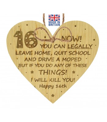 Laser Cut Oak Veneer '16 You Can Now Legally...' Word  Collage Engraved Mini Heart Plaque
