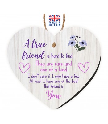 True Friend Friendship Sign Best Friend Plaque Gift Chic Wood Heart Thank You