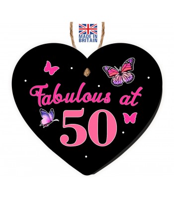 Fabulous At 50 50th Birthday Gifts For Women Men Heart Card Decoration