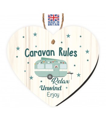 Hanging Funny Caravan Rules Sign Heart Plaque Welcome Sign Retirement Gifts