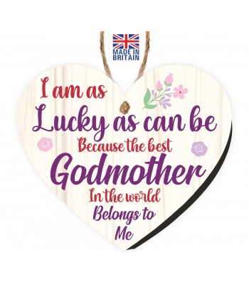 Godmother Gifts Wooden Heart Printed Plaque Friendship Gift Thank You Sign