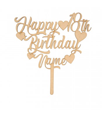 Custom Name Happy Birthday Cake Topper with Age, Cursive Font - Acrylic  Topper, Birthday Cake Decor